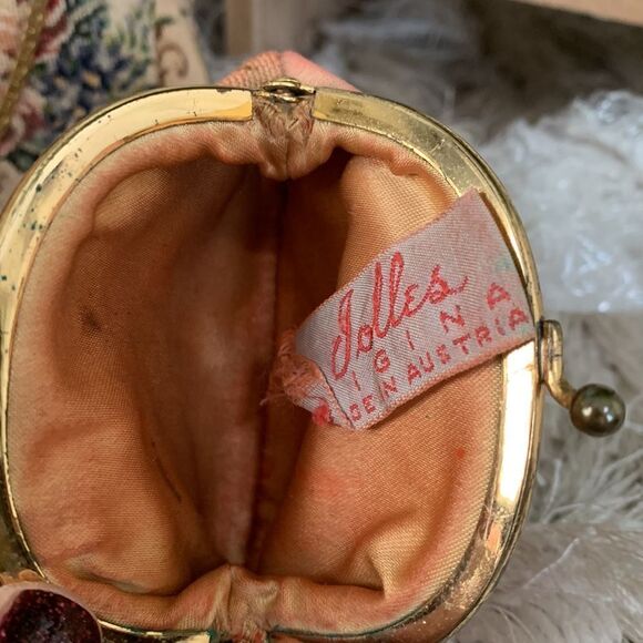 Vintage 1930's Jolles Made In Austria Floral Tapestry Evening Bag And Coin Purse - Picture 16 of 16